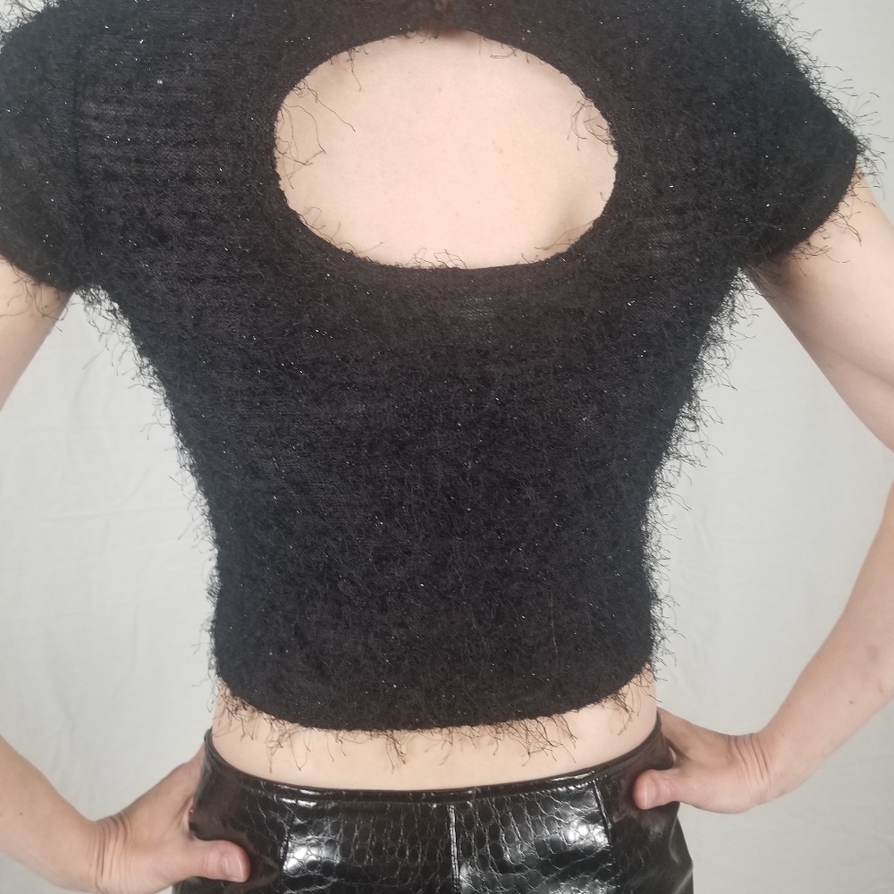 VINTAGE..1990'S Short Sleeve Eyelash Knit Blouse